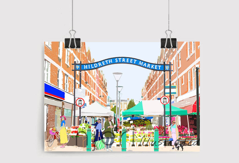 Hildreth Street Market Art Print A4 Size Contemporary by Njeri