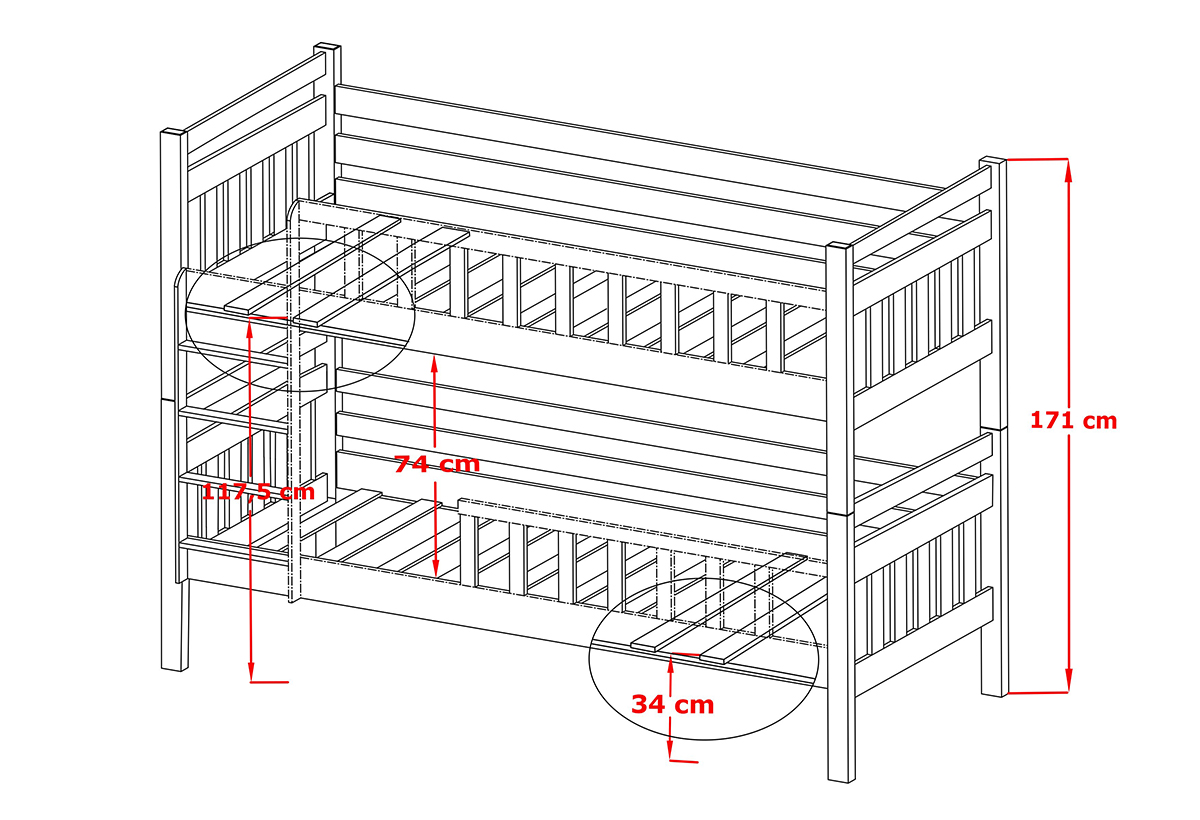 White R Fm Wooden Bunk Bed Monika With Storage Contemporary by Arte N