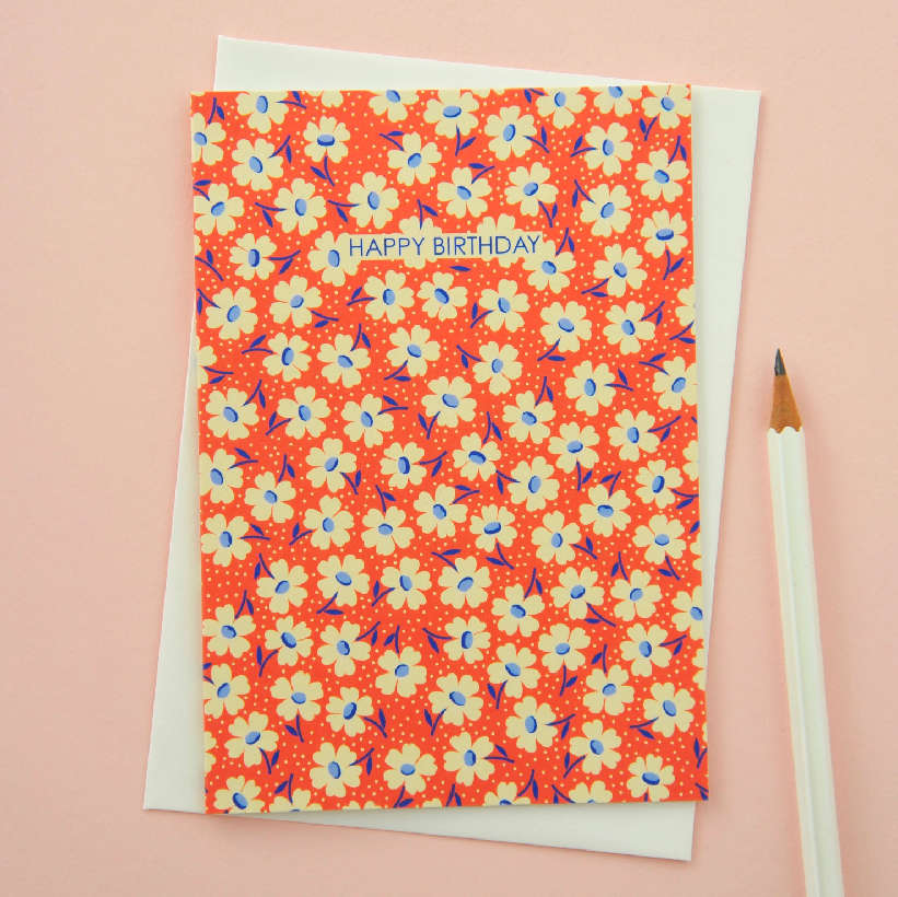 Floral In Red Happy Birthday Greetings Card by Elvira Van Vredenburgh ...