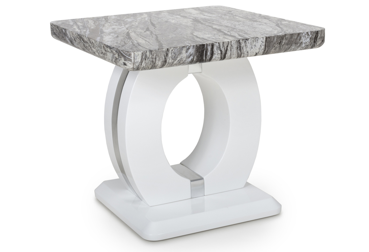 Neptune Marble Effect Top Lamp Table Contemporary by Shankar REVEAL